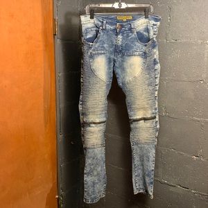 W32L32 Mens Motorcycle jeans with zipper details